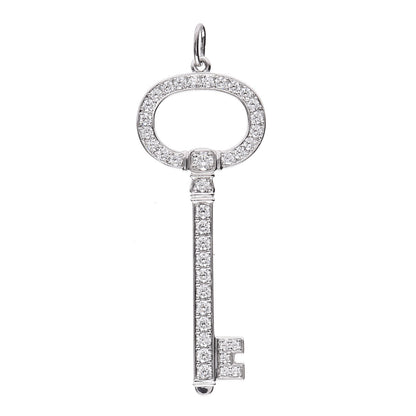 Tiffany Platinum Diamond Oval Key Charm Pendant 1 of 5