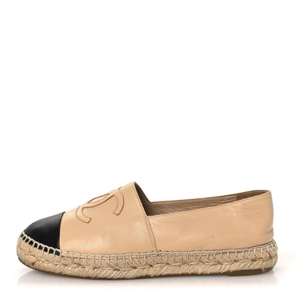 Chanel Lambskin CC Espadrilles 37 Beige Black 1 of 15
