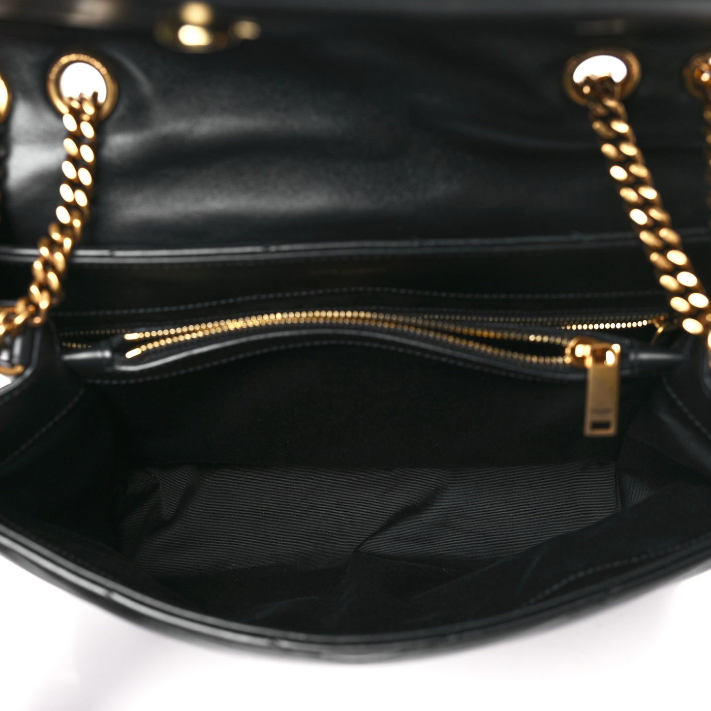 Calfskin Y Quilted Monogram Medium Loulou Chain Satchel Black