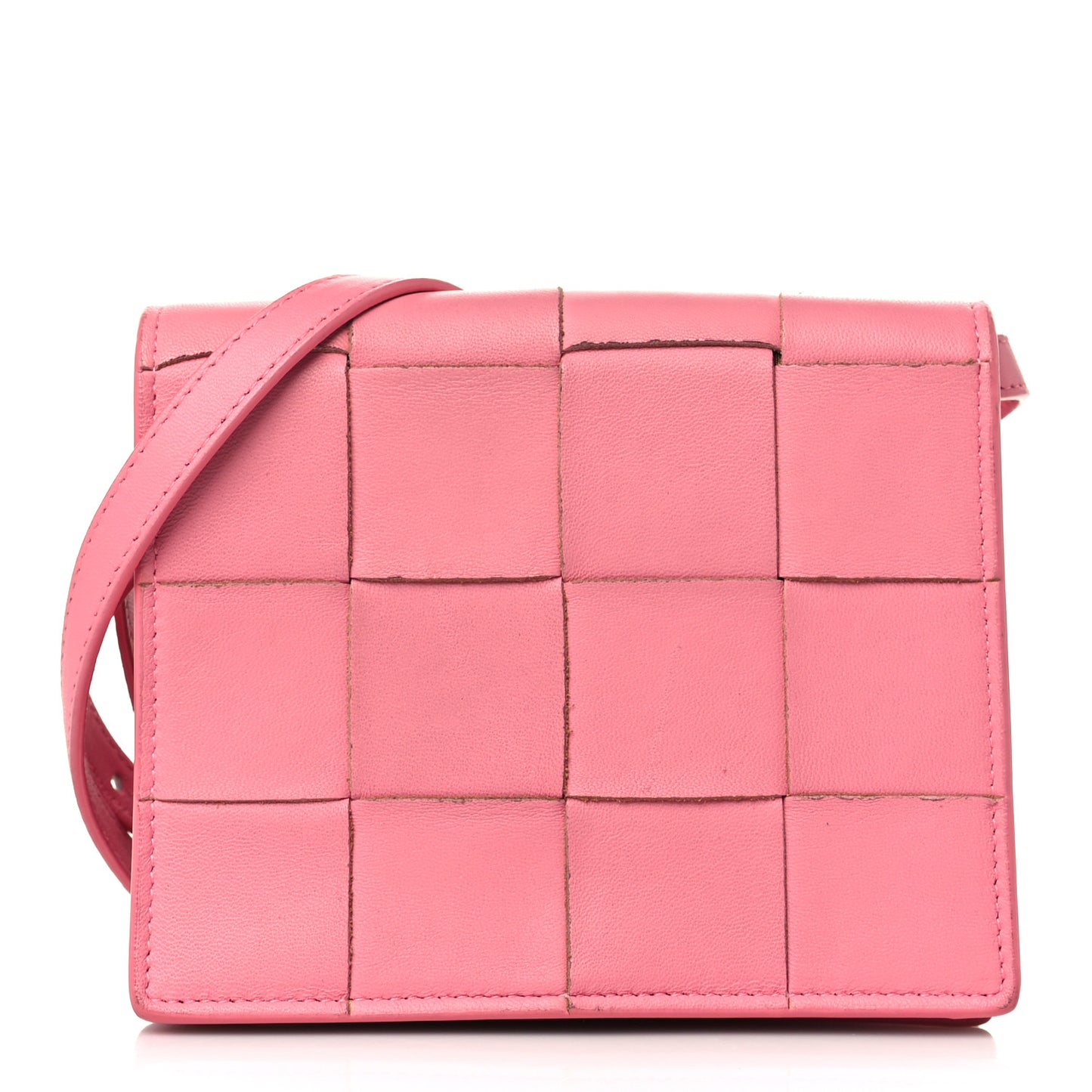 Lambskin Maxi Intrecciato Mini Cassette Crossbody Bag Pink