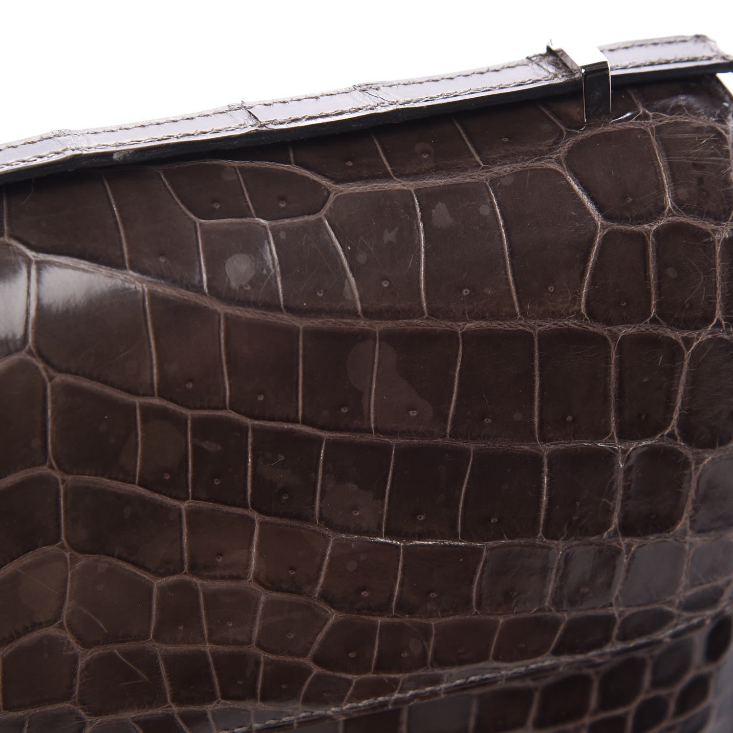 Hermes Shiny Niloticus Crocodile Constance Elan 25 Chocolate 8 of 9