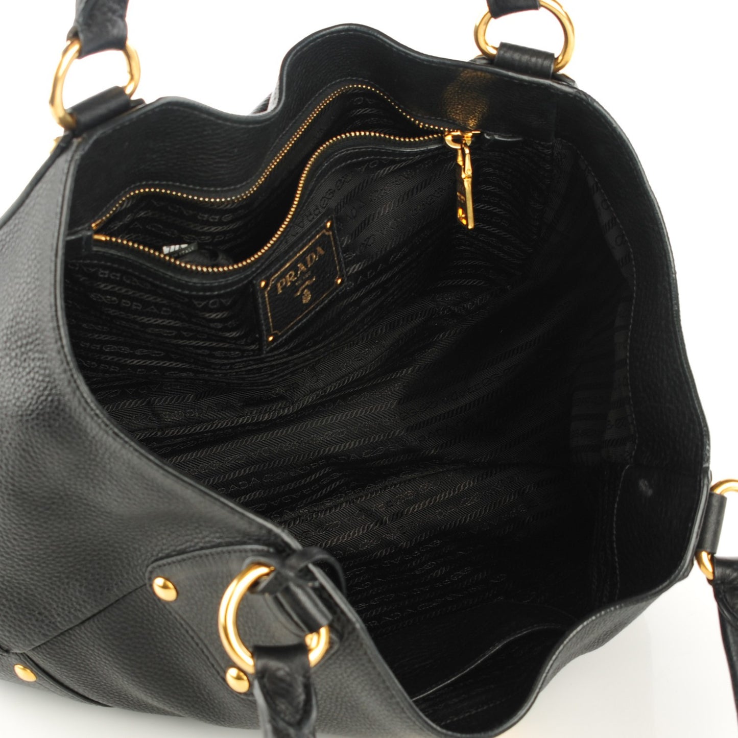 Vitello Daino Pushlock Tote Black