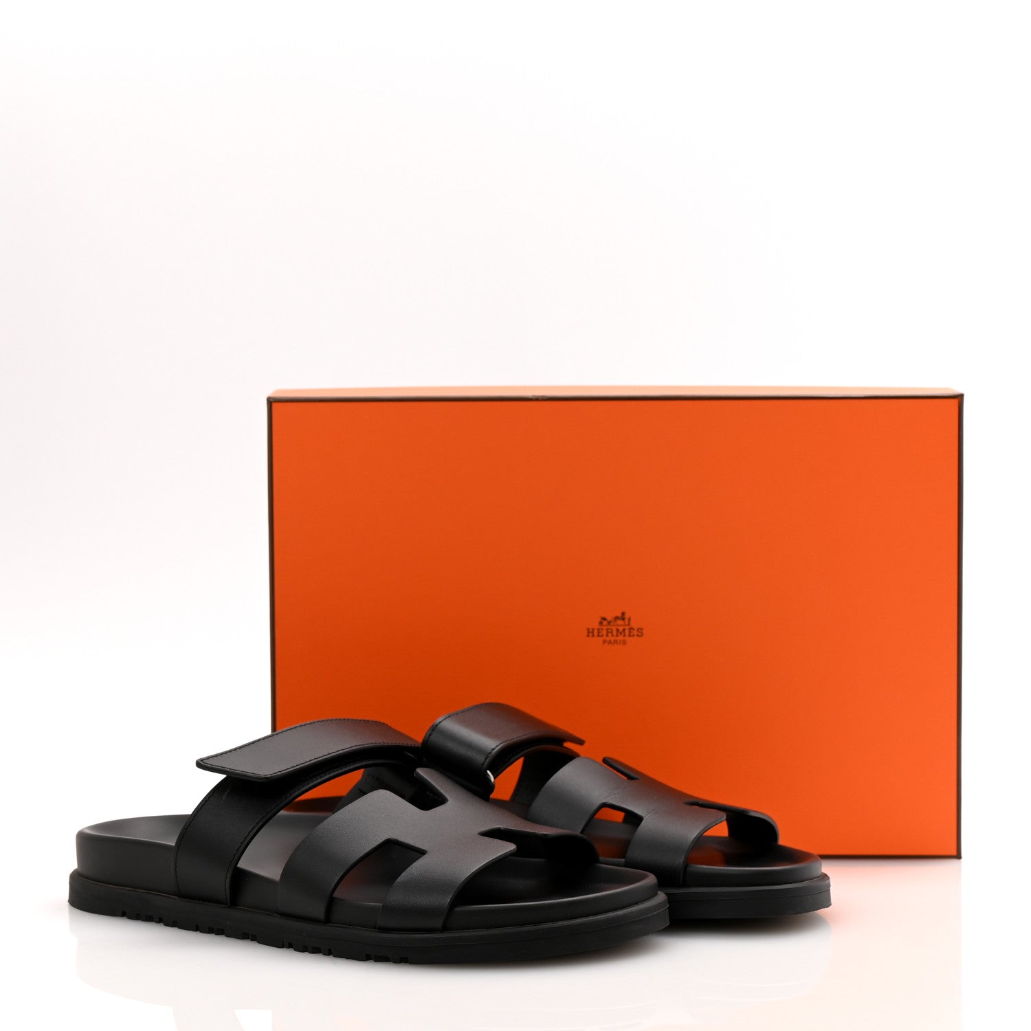 Hermes Calfskin Womens Chypre Sandals 38.5 Black 10 of 10