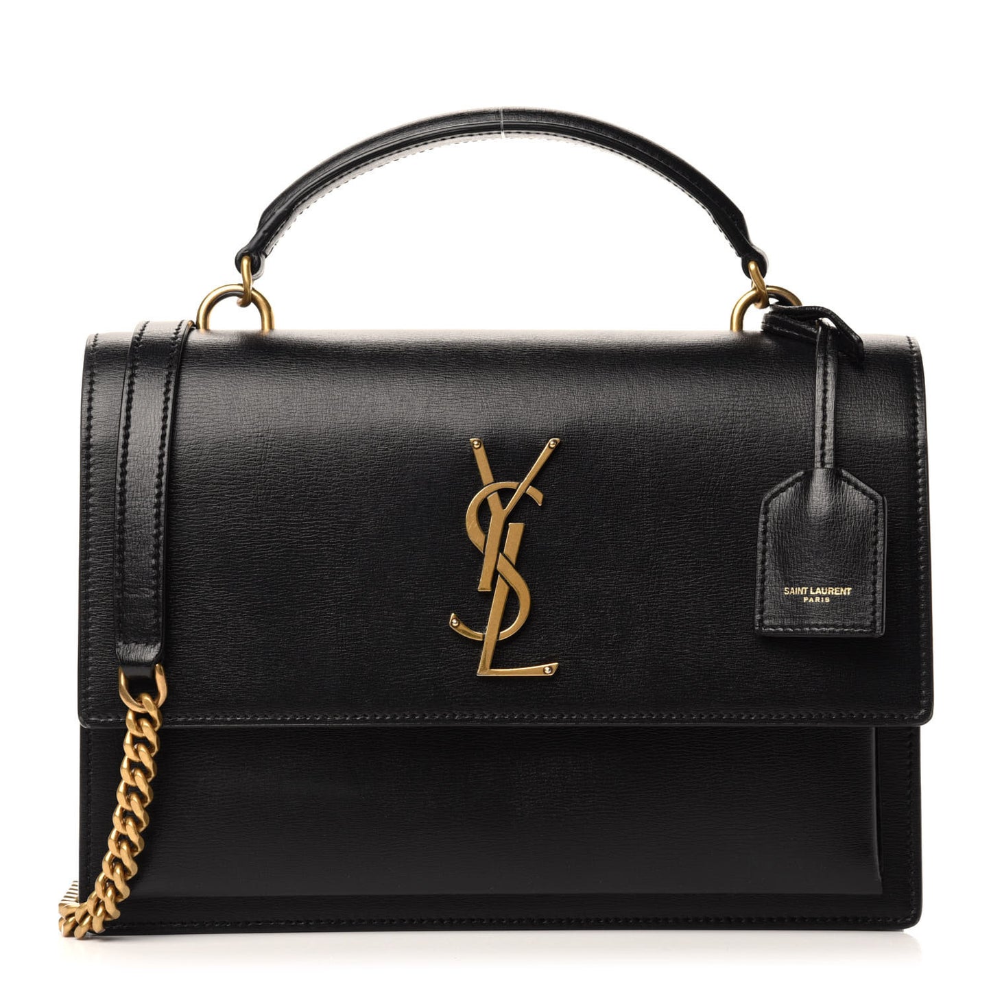 Smooth Calfskin Medium Monogram Sunset Satchel Black