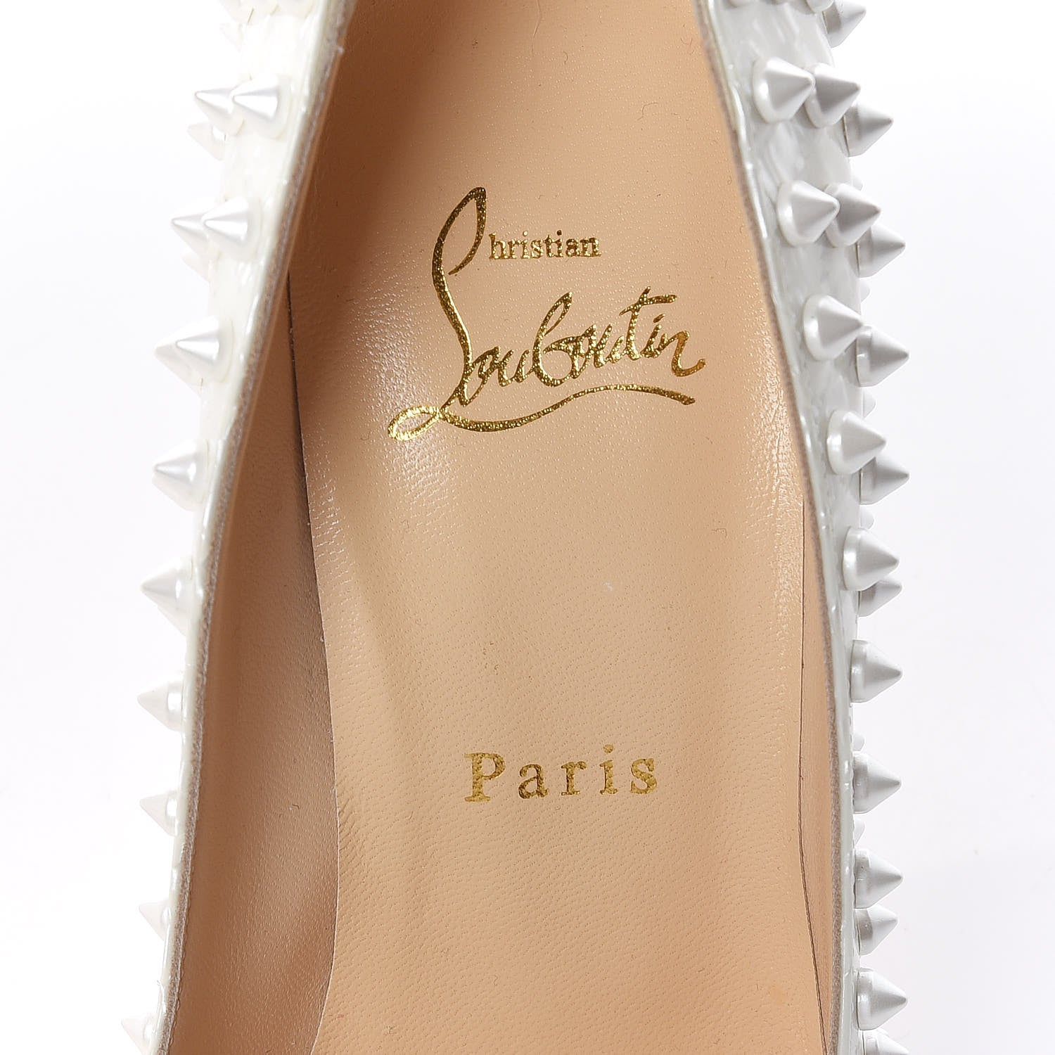 Christian Louboutin Patent Follies Spikes 100 Pumps 37.5 White 8 of 9