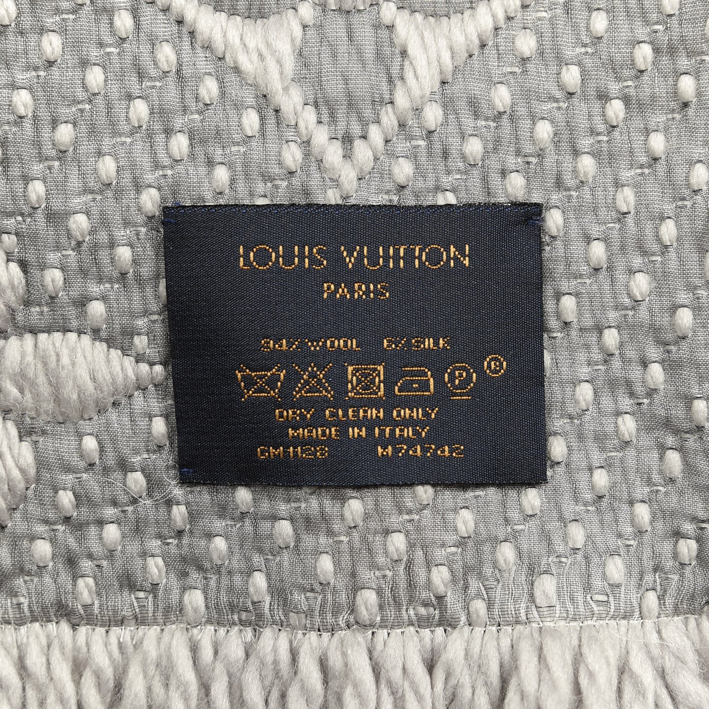 Wool Silk Logomania Scarf Pearl Grey