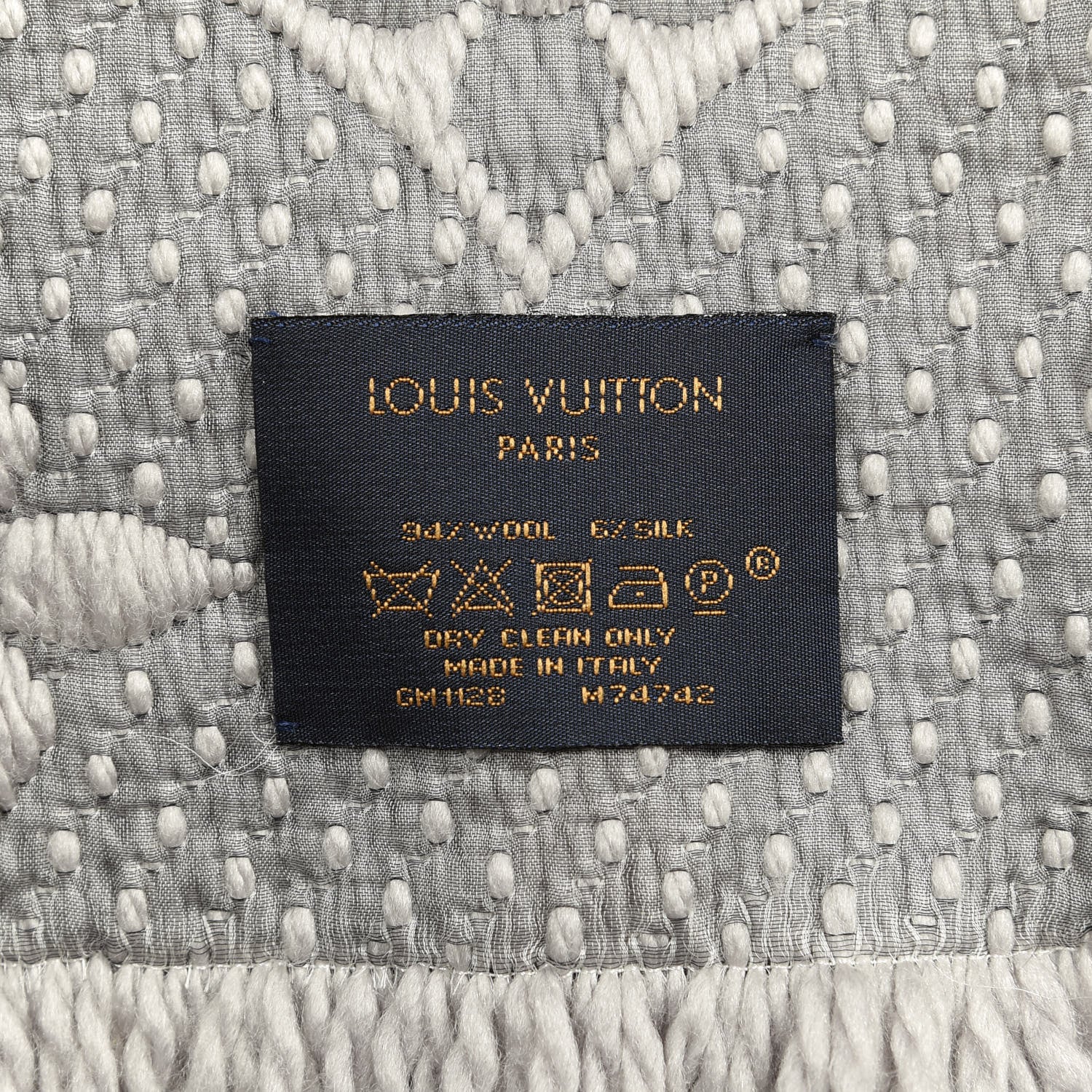 Louis Vuitton Wool Silk Logomania Scarf Pearl Grey 3 of 4