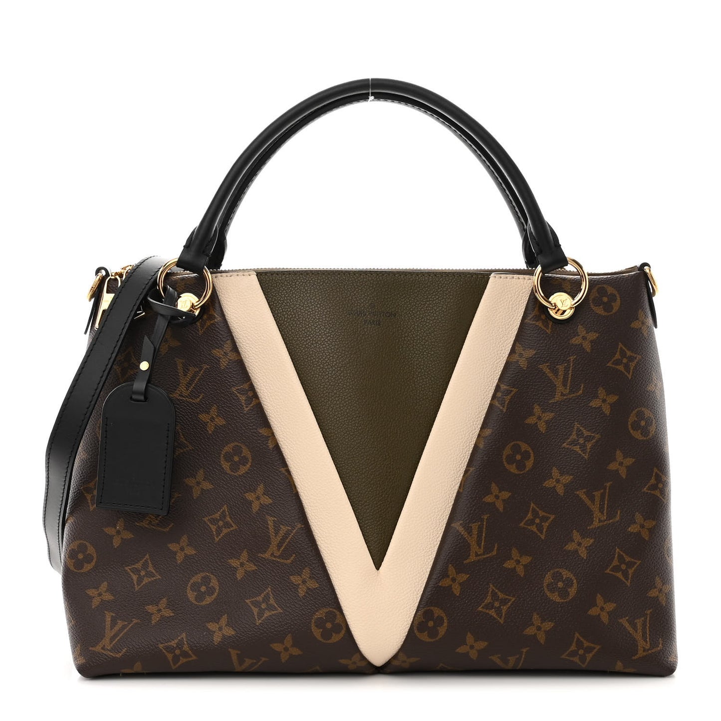 Monogram V Tote MM Khaki Cream