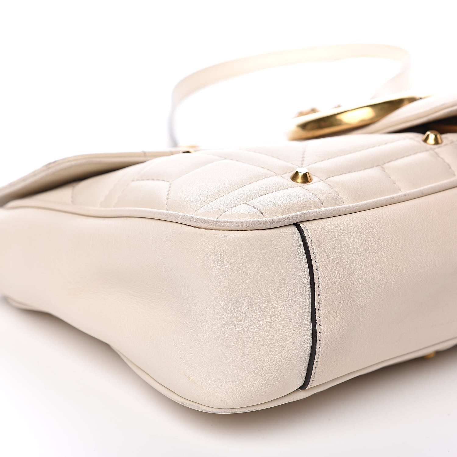 Gucci Calfskin Matelasse Studded Medium GG Marmont Shoulder Bag White 8 of 17