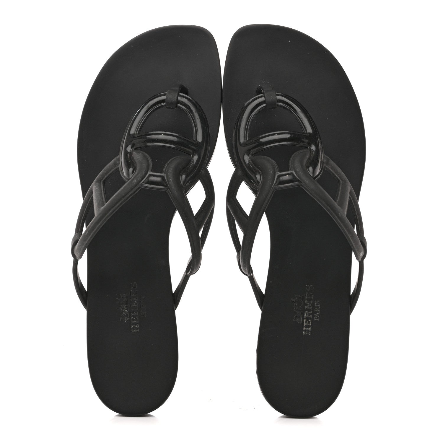 Hermes Rubber Womens Egerie Sandals 38 Black 2 of 10