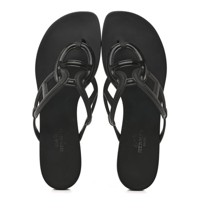 Hermes Rubber Womens Egerie Sandals 38 Black 2 of 10