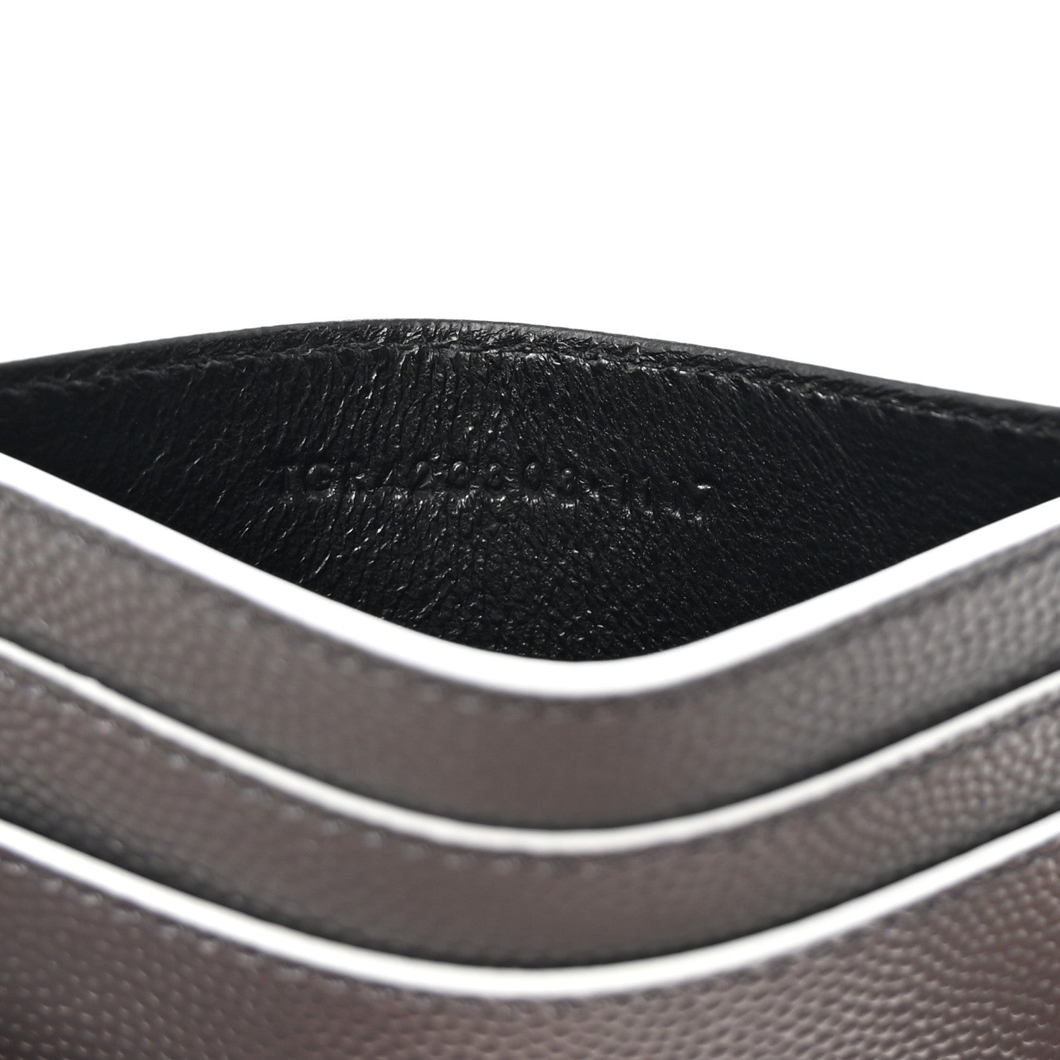 Saint Laurent Grain De Poudre Monogram Monochrome Credit Card Case Grey 7 of 8