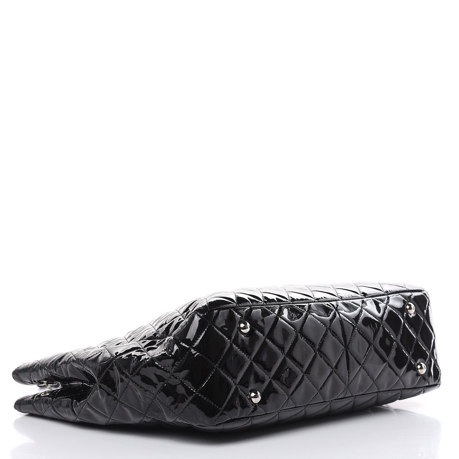 Chanel Patent Quilted Large Classic Shopping Tote Black 4 of 12