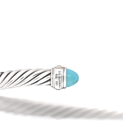 David Yurman Sterling Silver 14K Yellow Gold Turquoise 7mm Cable Classics Bracelet 4 of 4