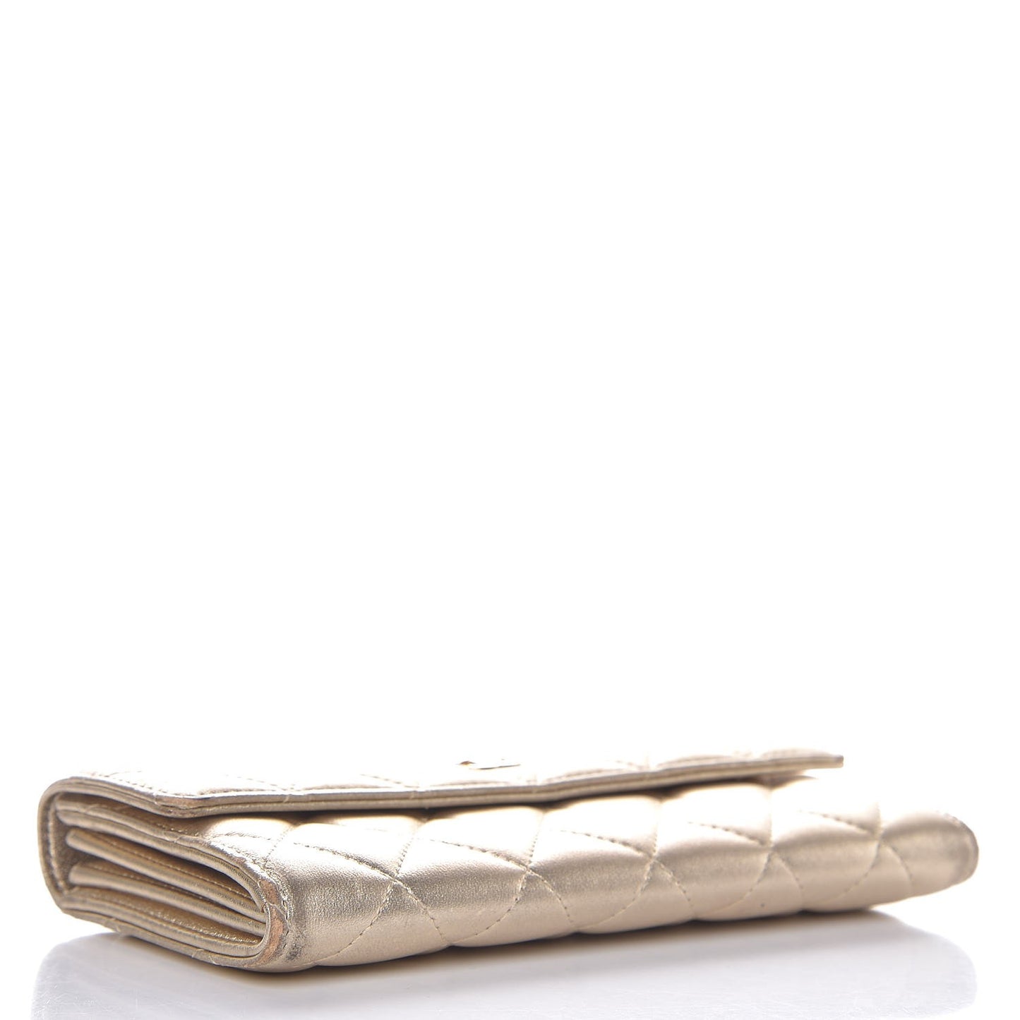 Metallic Quilted Flap Wallet Gold