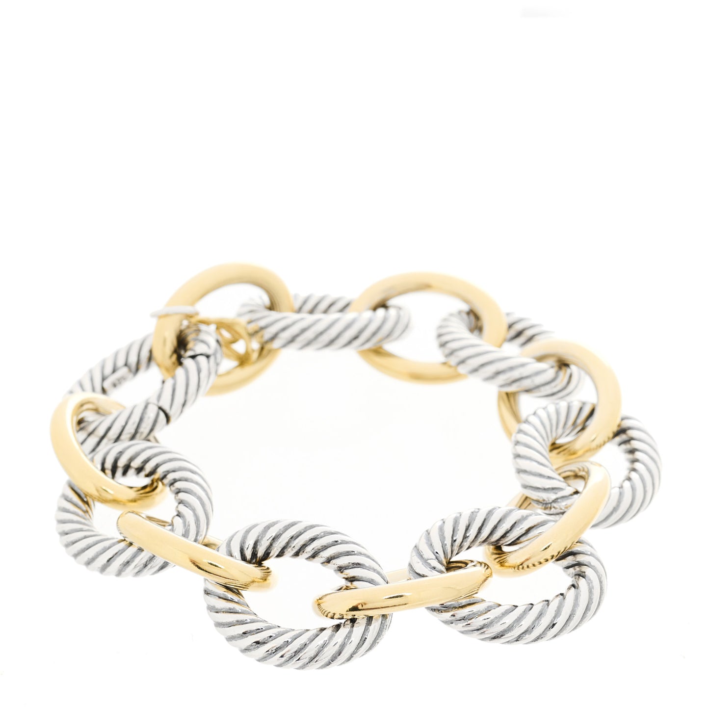 Sterling Silver 18K Yellow Gold 18mm Extra Large Oval Link Bracelet