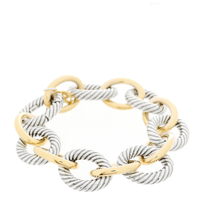 David Yurman Sterling Silver 18K Yellow Gold 18mm Extra Large Oval Link Bracelet 1 of 3