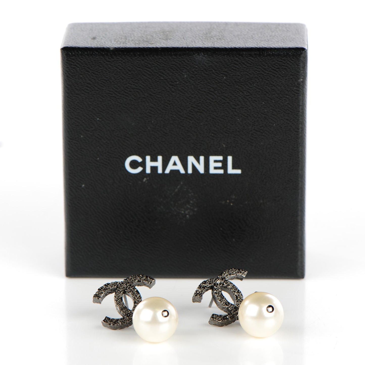 Ruthenium CC Pearl Drop Earrings