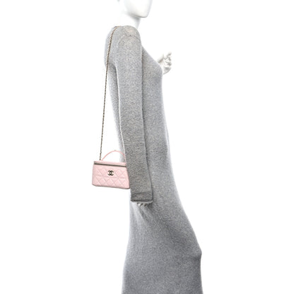 Chanel Caviar Quilted Top Handle Vanity With Chain Light Pink 2 of 12