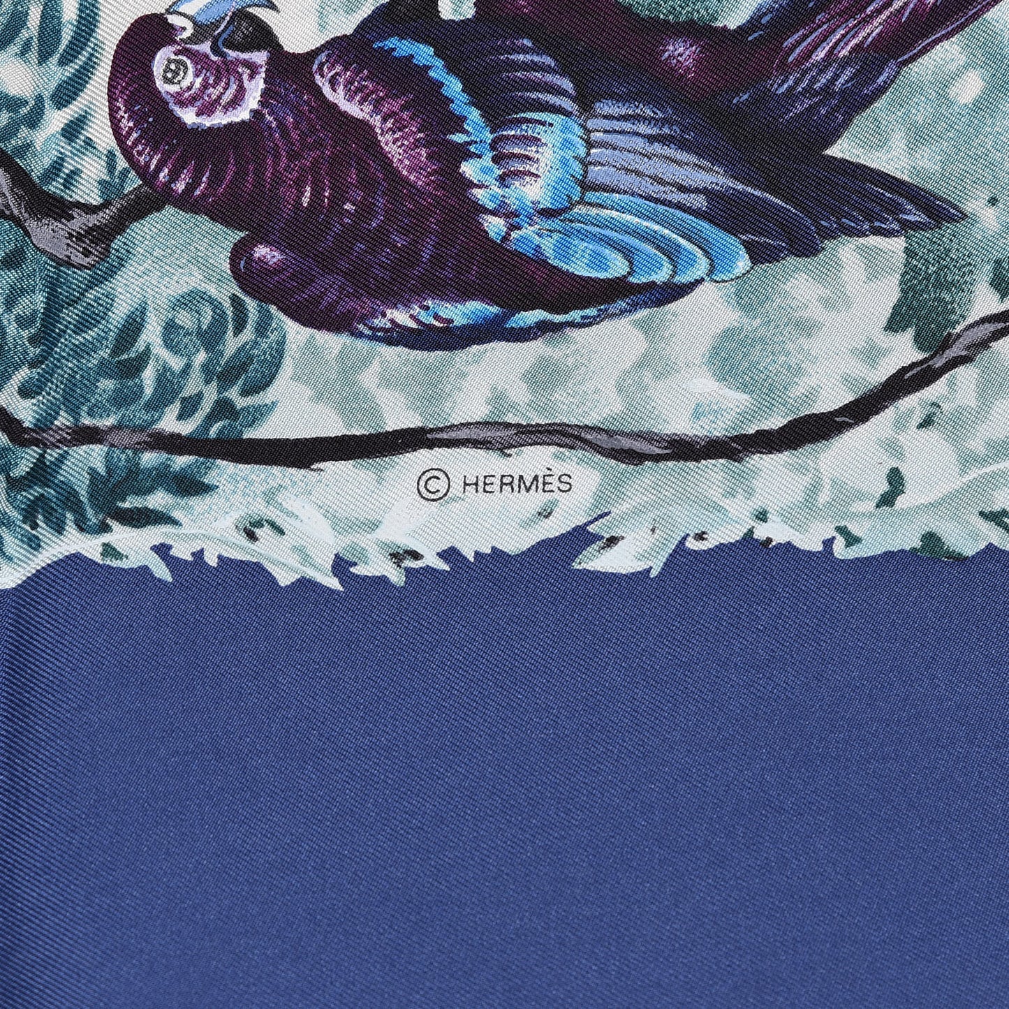 Silk Wash Equateur 90 Scarf Marine Creme Violet