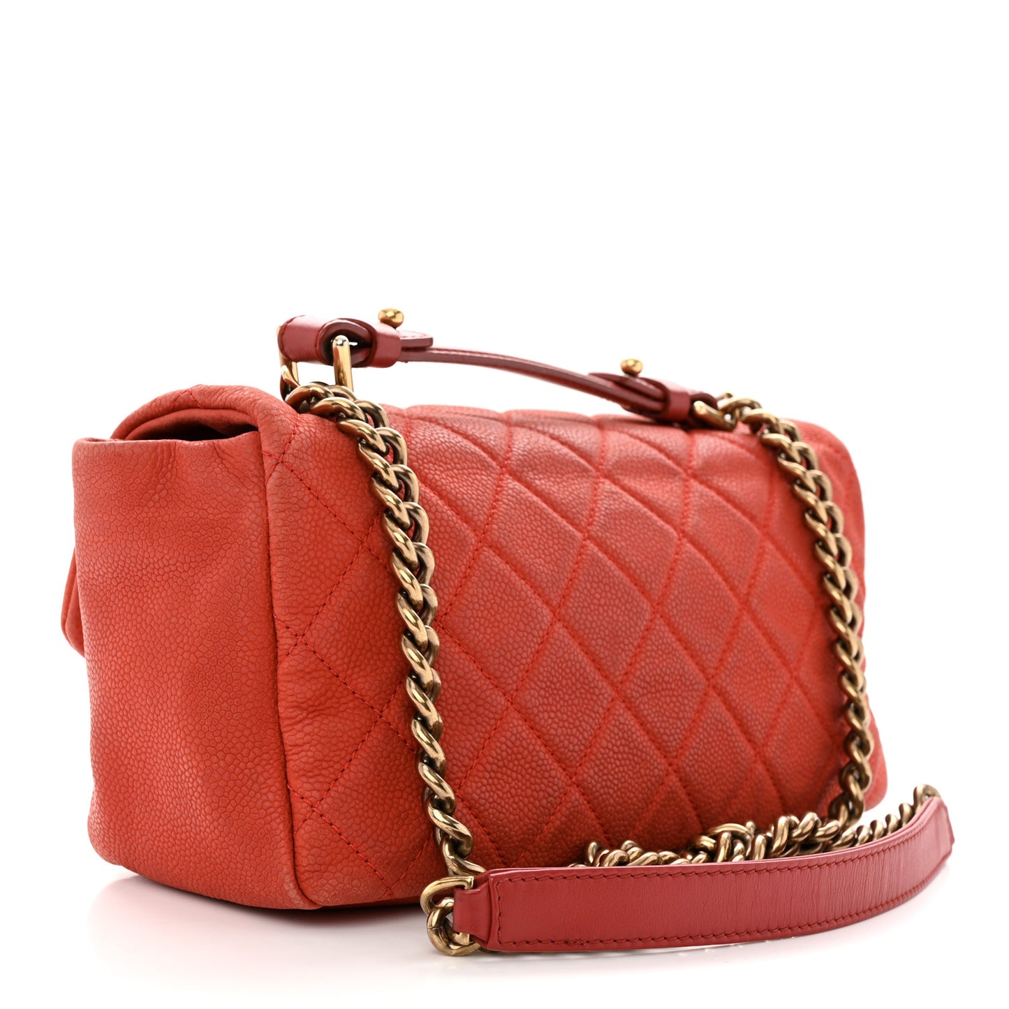 Iridescent Caviar Quilted Medium Chic Quilt Flap Red
