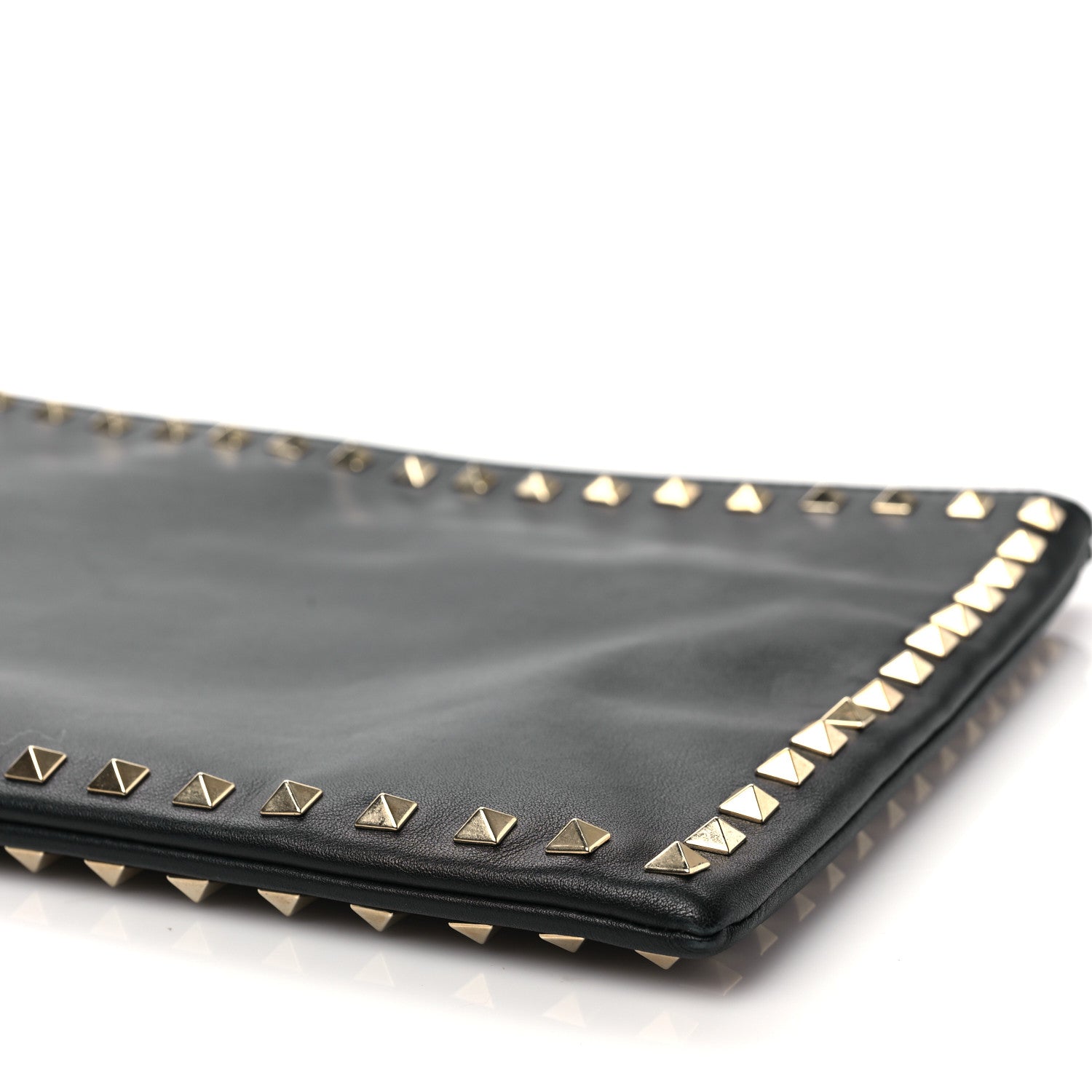 Valentino Garavani Vitello Large Rockstud Zip Wristlet Pouch Black 8 of 9