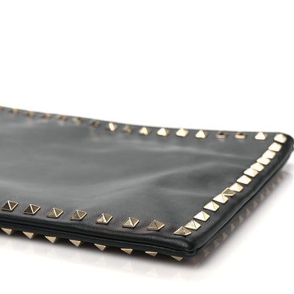 Valentino Garavani Vitello Large Rockstud Zip Wristlet Pouch Black 8 of 9