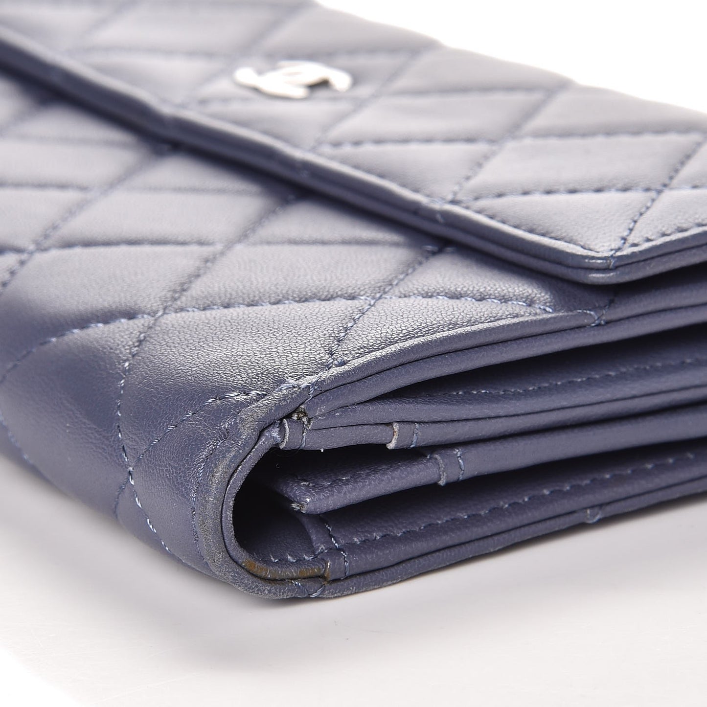 Lambskin Quilted Long Flap Wallet Lavender