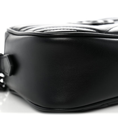 Gucci Calfskin Matelasse Monochrome Small GG Marmont Chain Shoulder Bag Black 8 of 10