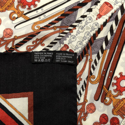 Hermes Cashmere Silk Bouquets Shawl 140 Rose Vif Jaune D'Or Black 3 of 4