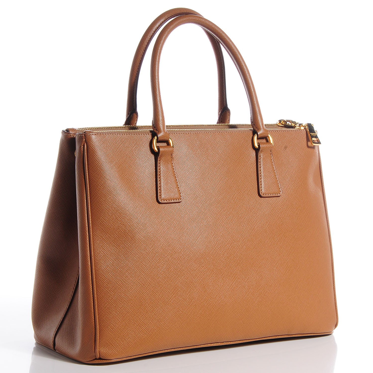 Prada Saffiano Lux Medium Double Zip Tote Caramel 4 of 11