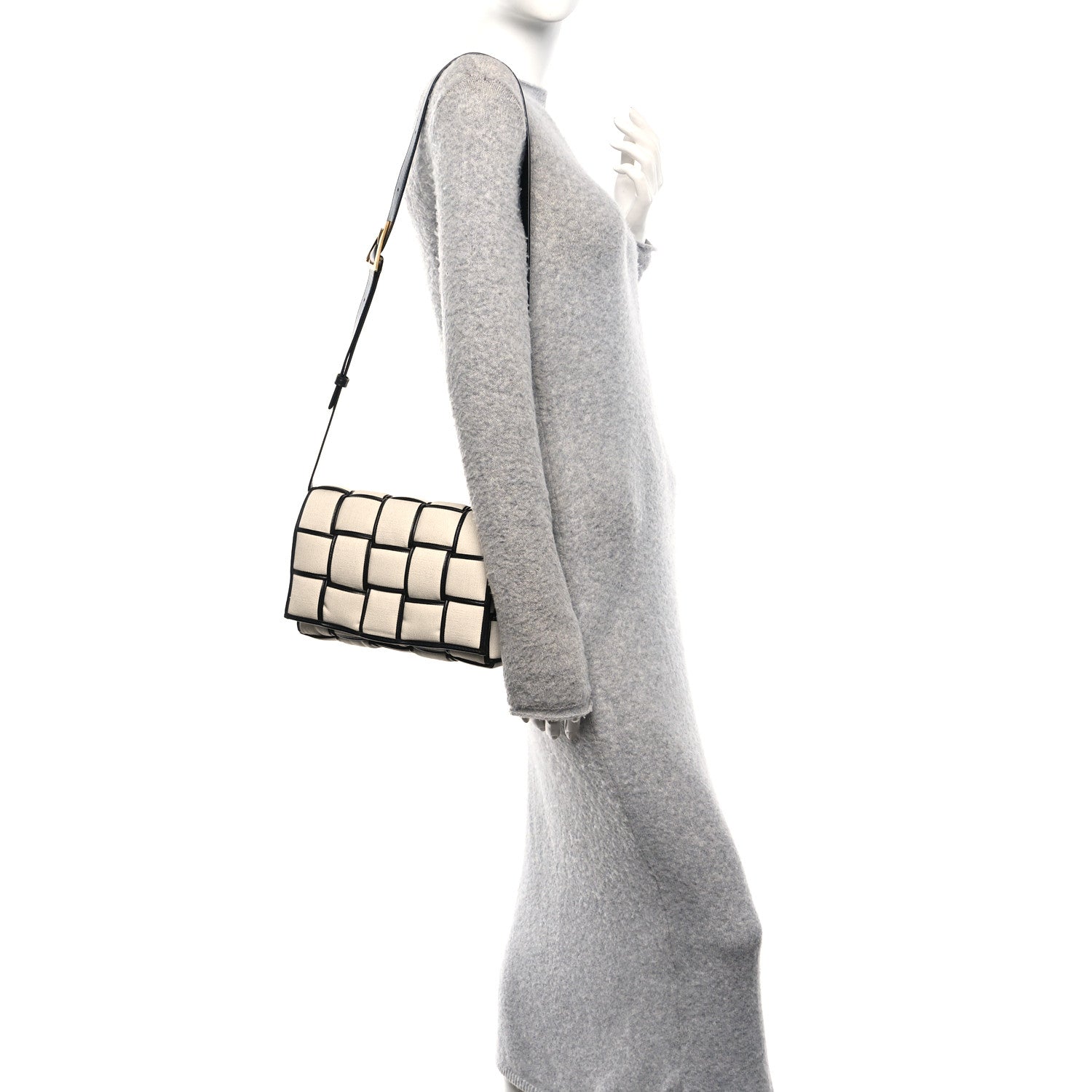 Bottega Veneta Canvas Intrecciato Padded Cassette Crossbody Bag Natural Black 2 of 9