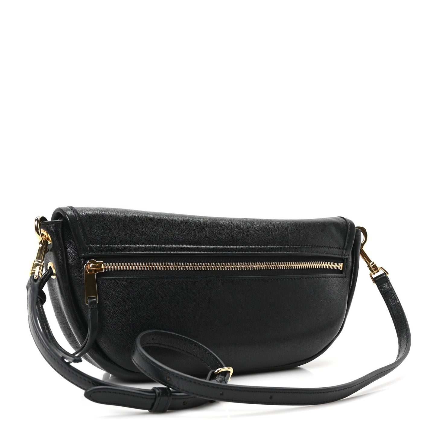 Shiny Lambskin Soft Triomphe Little Half Moon Bag Black
