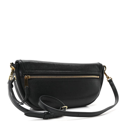 Celine Shiny Lambskin Soft Triomphe Little Half Moon Bag Black 3 of 9