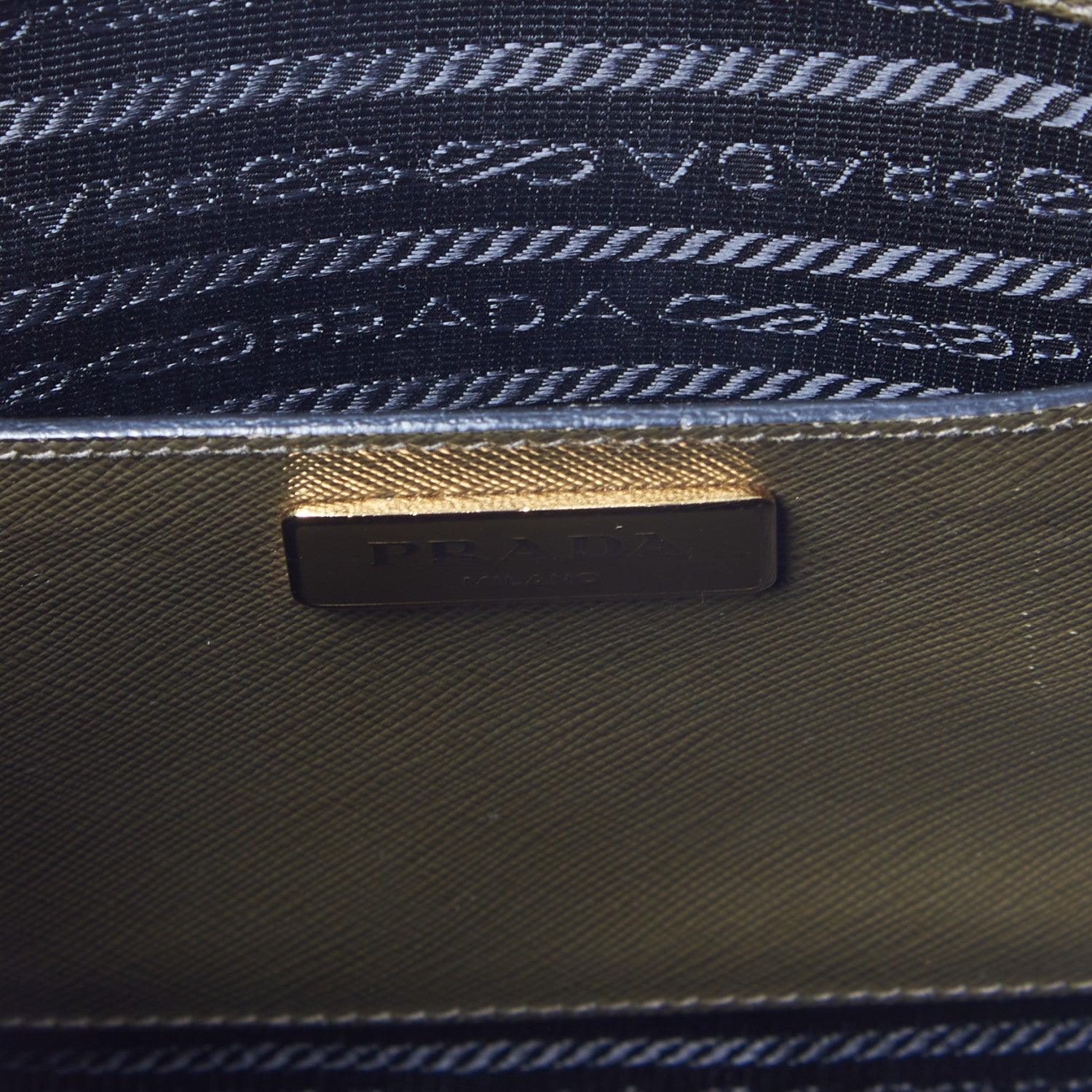 Prada Saffiano Lux Bi-Color Medium Tote Militare Black 9 of 9
