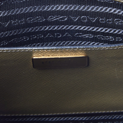 Prada Saffiano Lux Bi-Color Medium Tote Militare Black 9 of 9