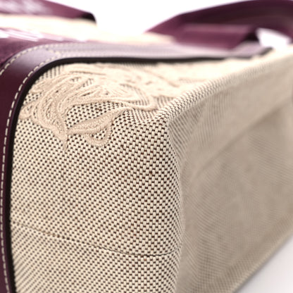 Chloe Cotton Calfskin Embroidered Medium Woody Ribbon Tote Burgundy 9 of 13