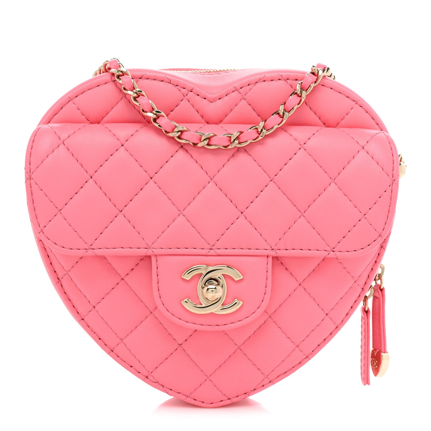 Lambskin Quilted CC In Love Heart Bag Pink