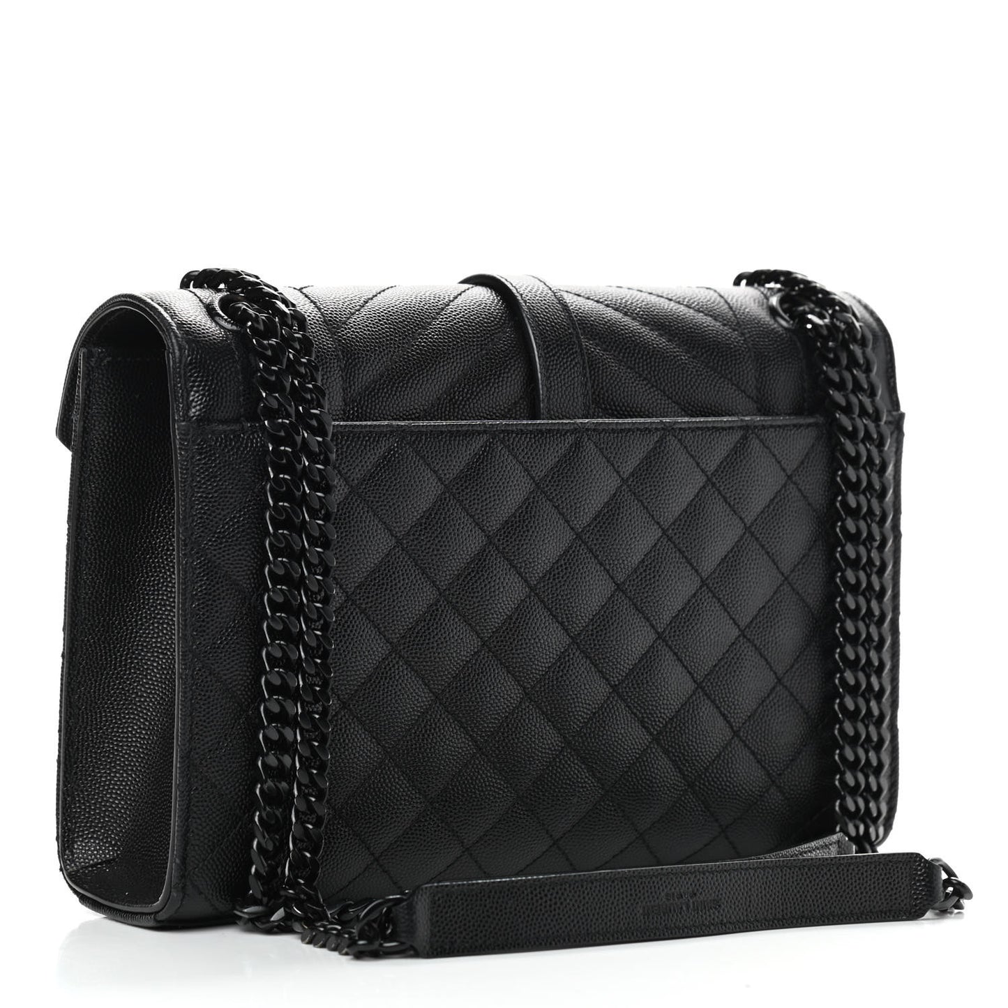 Grain De Poudre Textured Mixed Matelasse Triquilt Medium Monogram Satchel Black