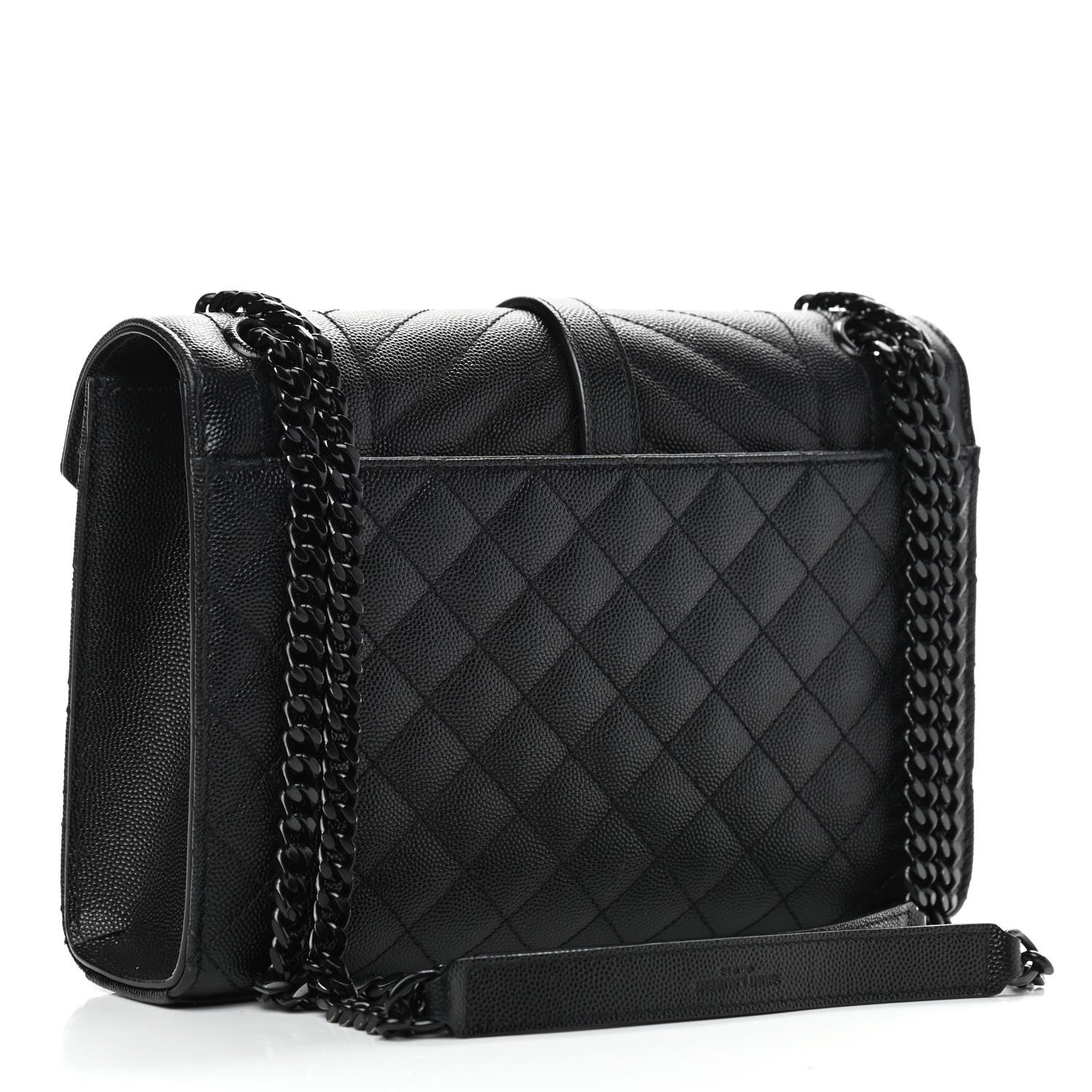 Saint Laurent Grain De Poudre Textured Mixed Matelasse Triquilt Medium Monogram Satchel Black 3 of 9
