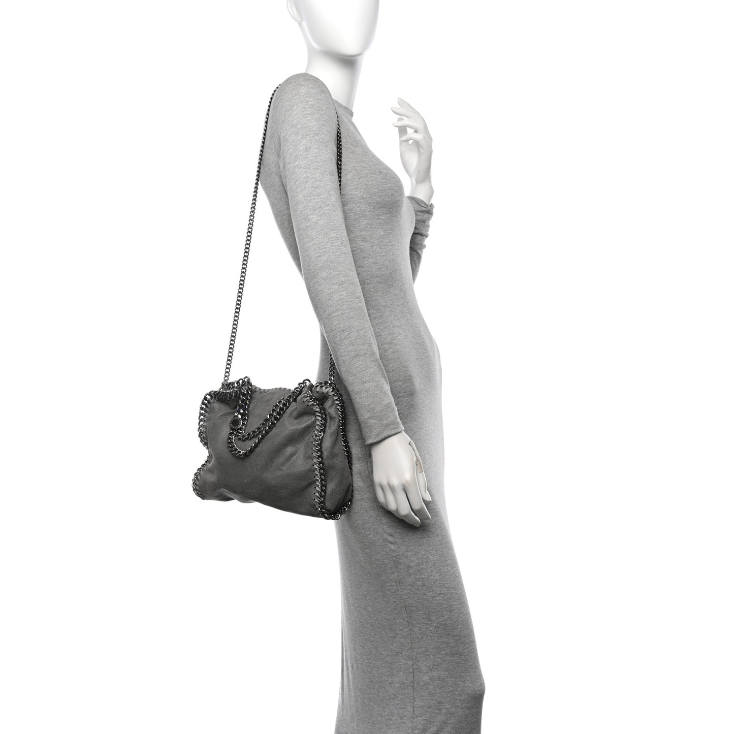 Shaggy Deer Mini Falabella Fold Over Tote Light Grey