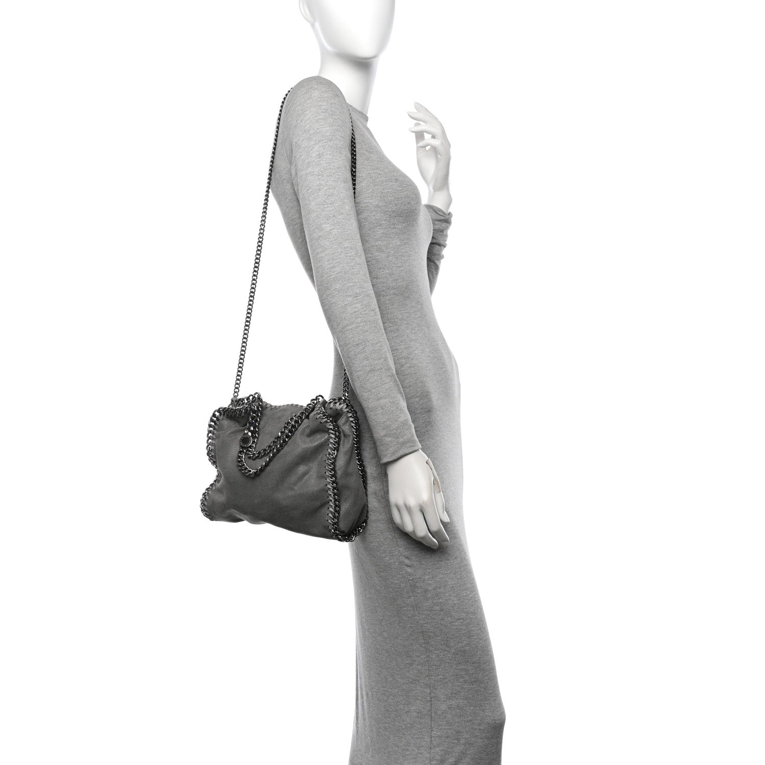 Stella McCartney Shaggy Deer Mini Falabella Fold Over Tote Light Grey 2 of 10