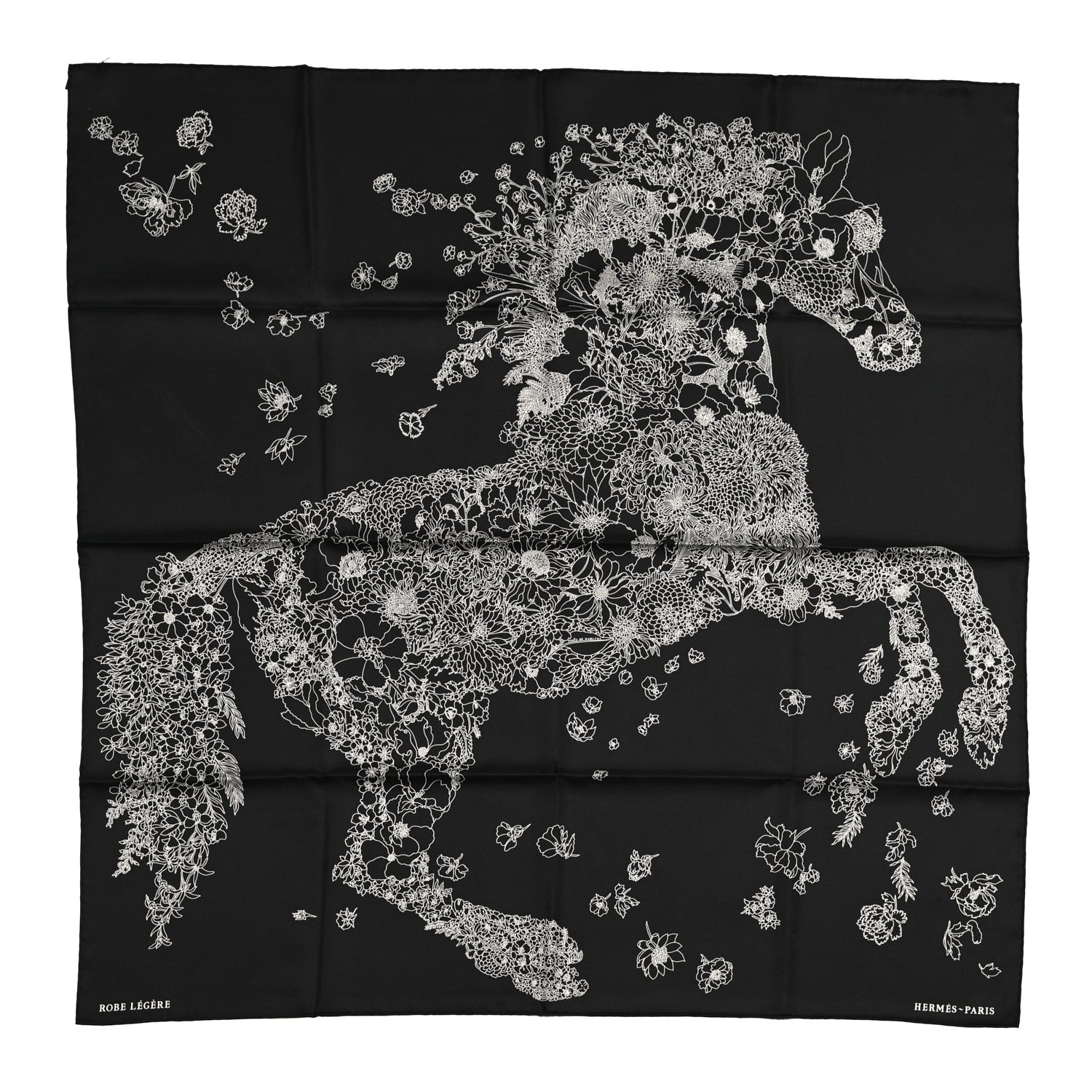 Hermes Silk Robe Legere Scarf 90 Black White 1 of 8