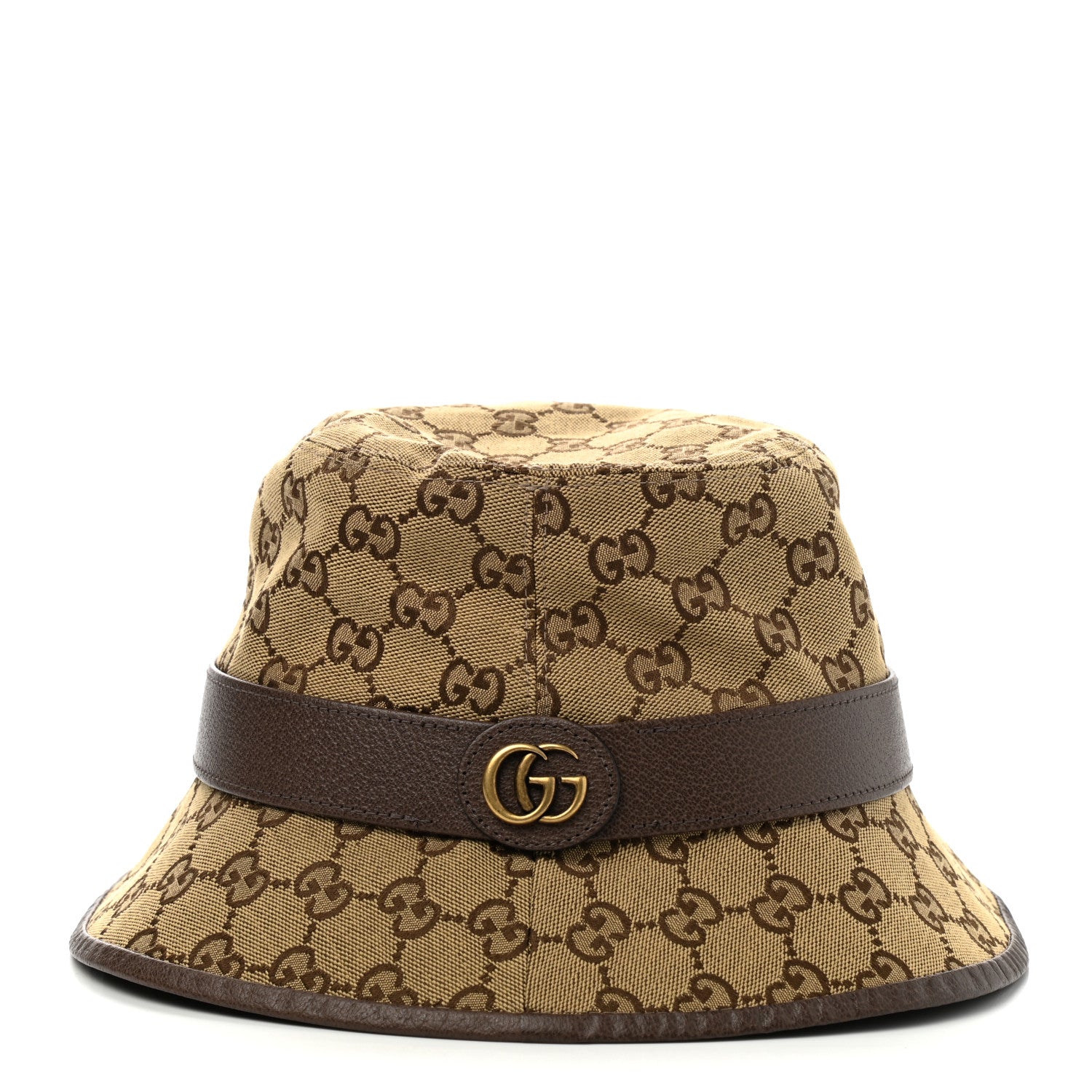 Gucci Monogram Textured Dollar Calfskin GG Jago Bucket Hat S Cacao Beige 3 of 9