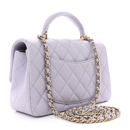 Chanel Lambskin Quilted Mini Top Handle Rectangular Flap Light Purple 3 of 12