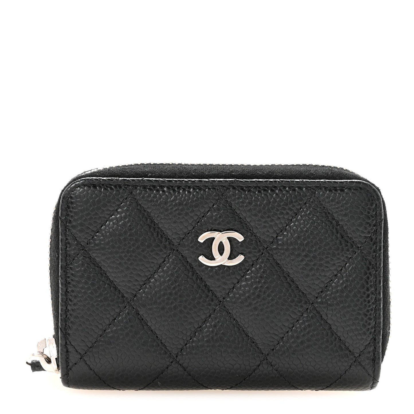 Caviar Quilted Zip Coin Purse Black