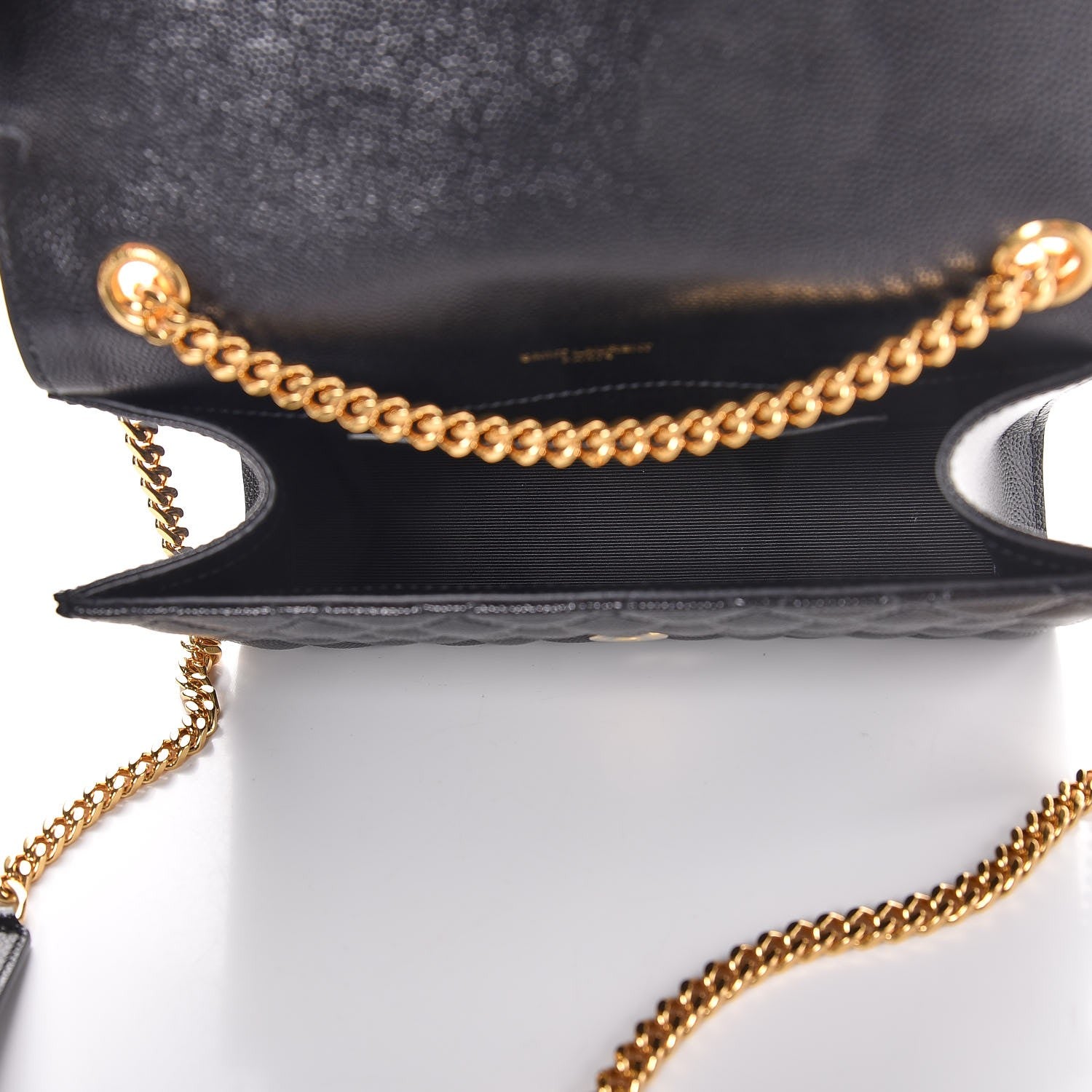 Saint Laurent Grain De Poudre Textured Mixed Matelasse Triquilt Small Monogram Satchel Black 5 of 7