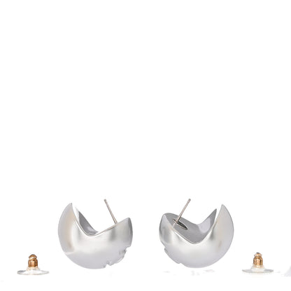 Chanel Resin Metal CC Stud Earrings Silver Pearly White 3 of 5