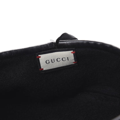 Gucci Felt Embroidered GG Patch Beret Hat Black 4 of 5