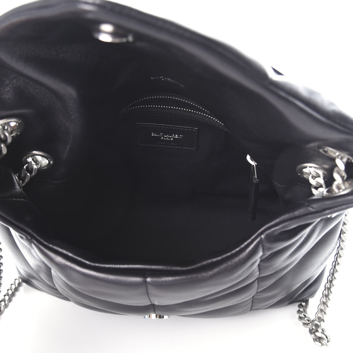Saint Laurent Lambskin Quilted Small Loulou Puffer Monogram Chain Satchel Black 5 of 9